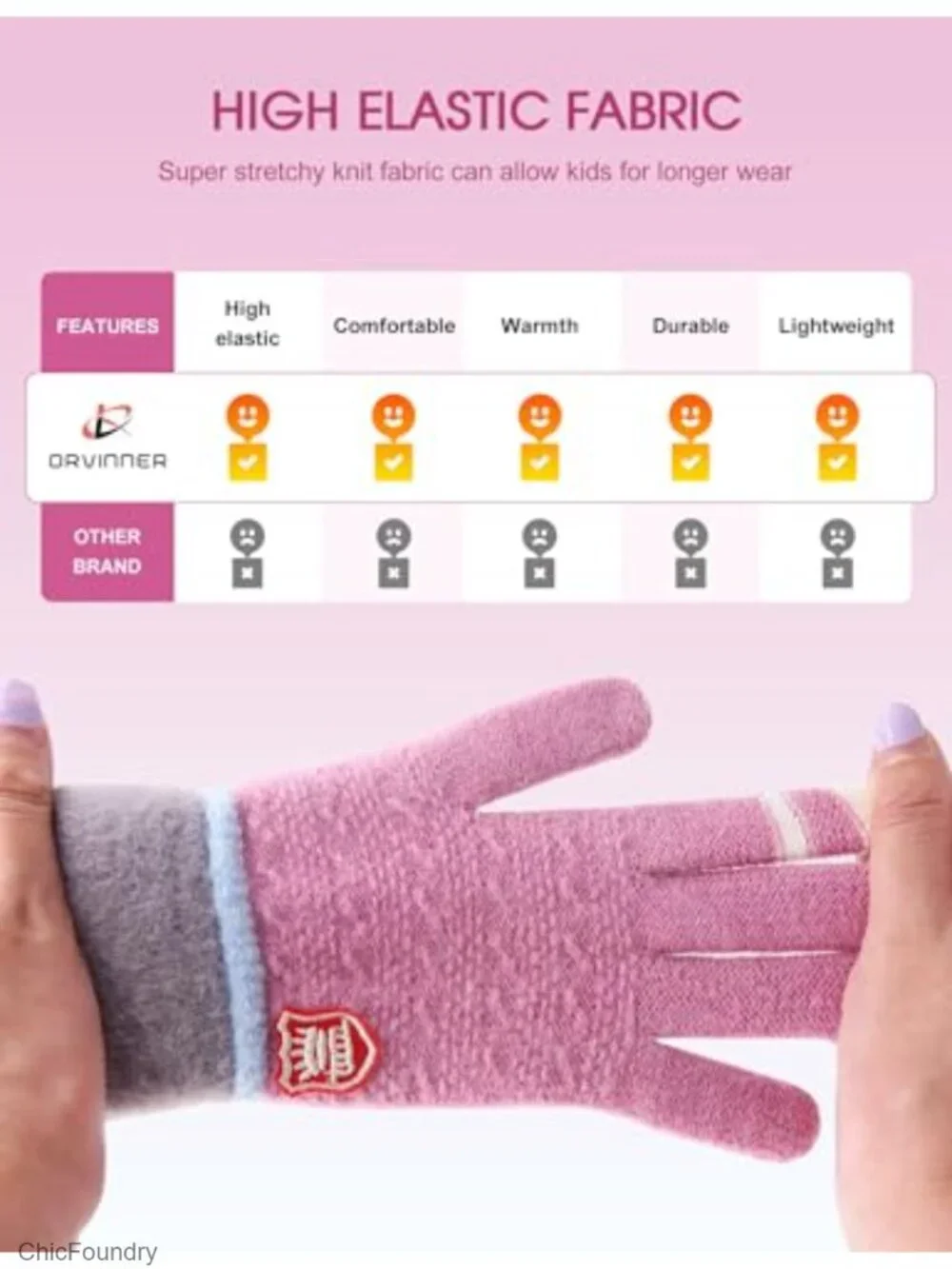 3 Pairs Kids Winter Gloves - Warm Wool Lined Thermal Mittens for Boys Girls